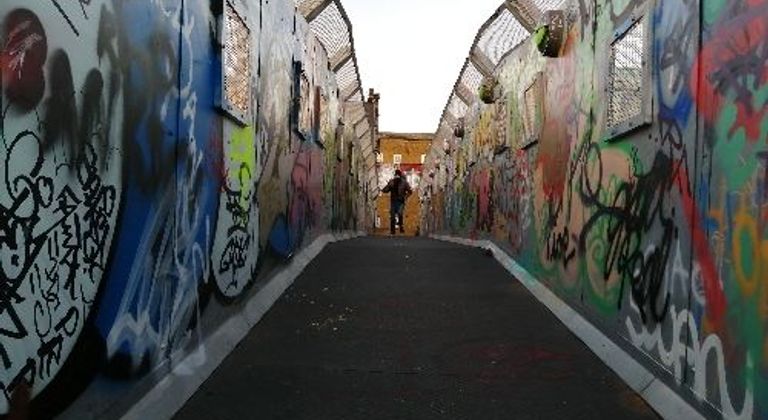 Bridge with graffiti