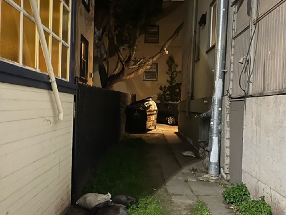 Dark alleyway with trash — image 1