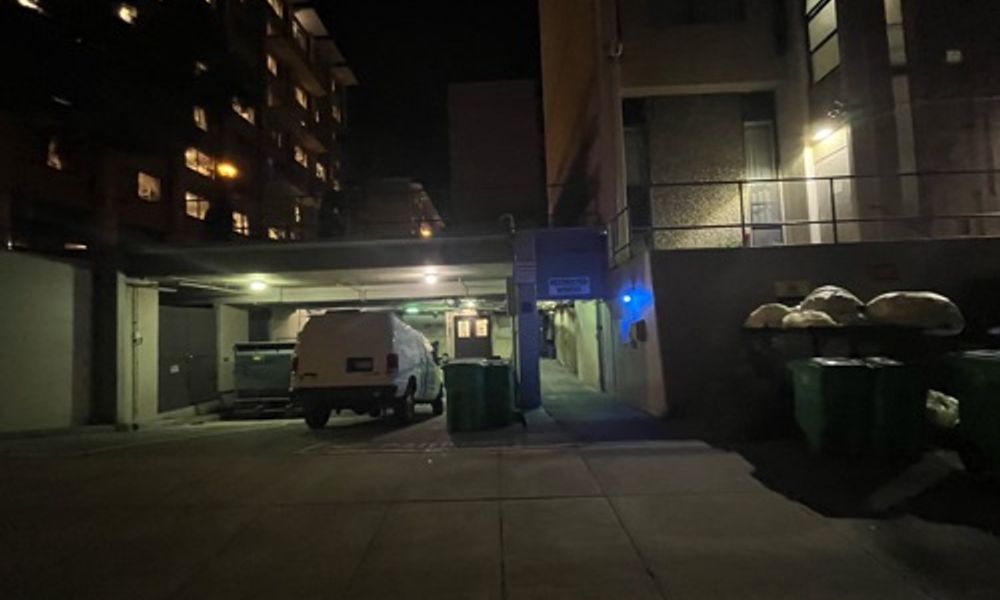 Back of apartment building