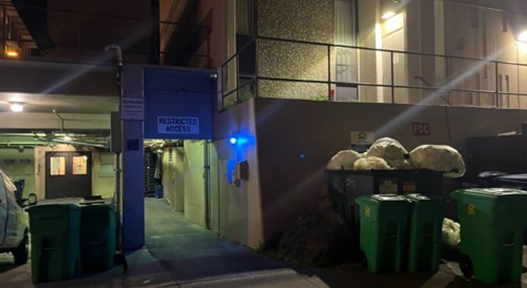 Back of apartment building